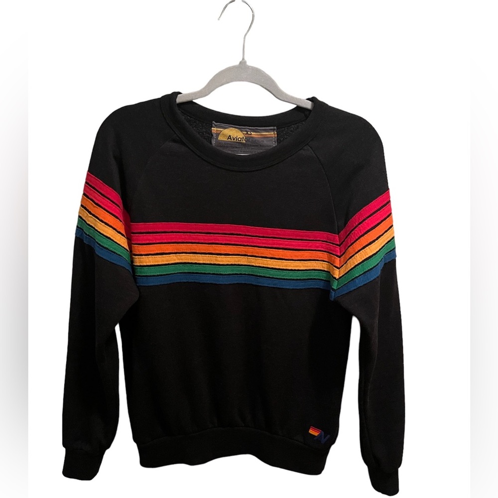 LIKE NEW 6 Stripe Rainbow Aviator Nation Pullover Sweater 🌈